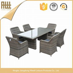 Hot sale poly rattan dining table and chair 