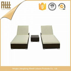 Double rattan outdoor lounge chair waterproof cushions 