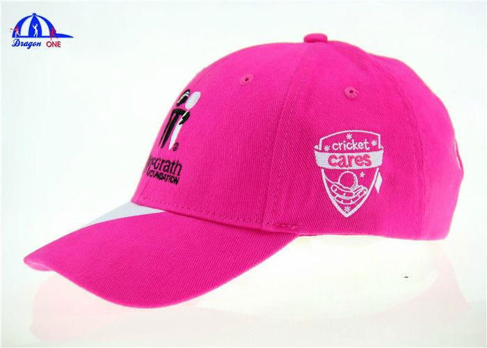 Customized Girl Pink and White Brushed Cotton Cricket Baseball Cap With Mcgrath 
