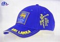 6 Panel Brushed Cotton Embroidery Custom Baseball Caps With Sri Lanka Cricket Lo