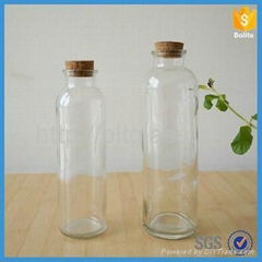 tall Glass Bottle for Juice wholesale with Cork Lid