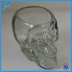 xuzhou wholesale skull shaped glass cup glass skull cup