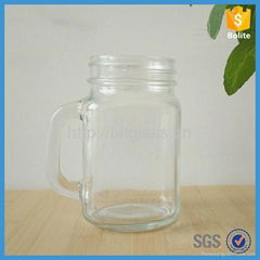 wholesale clear 16 oz mason jar with handles or straw