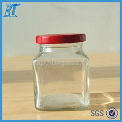 50ml square glass jar with metal lid for