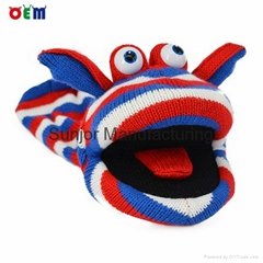 Creative design Knitted Hand Puppet for adult nice stripy hand puppet toys