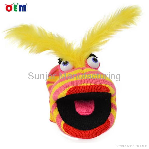 Hot Selling Knitted Hand Puppets for adult stripy finger hand puppet for sale 5