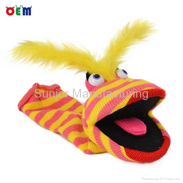 Competitive factory price Knitted Hand Puppet for adult nice stripy hand puppet  4