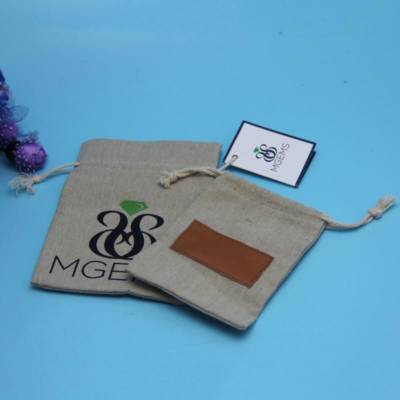 Customized Logo Printed Drawstring Jute Bag