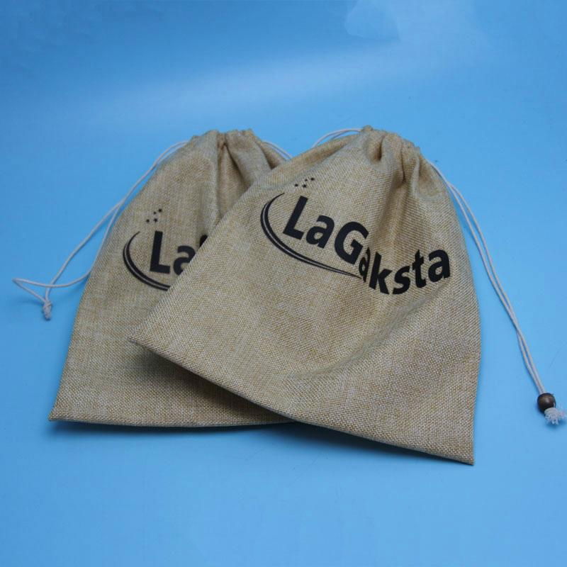 Customized Logo Printed Drawstring Jute Bag 2