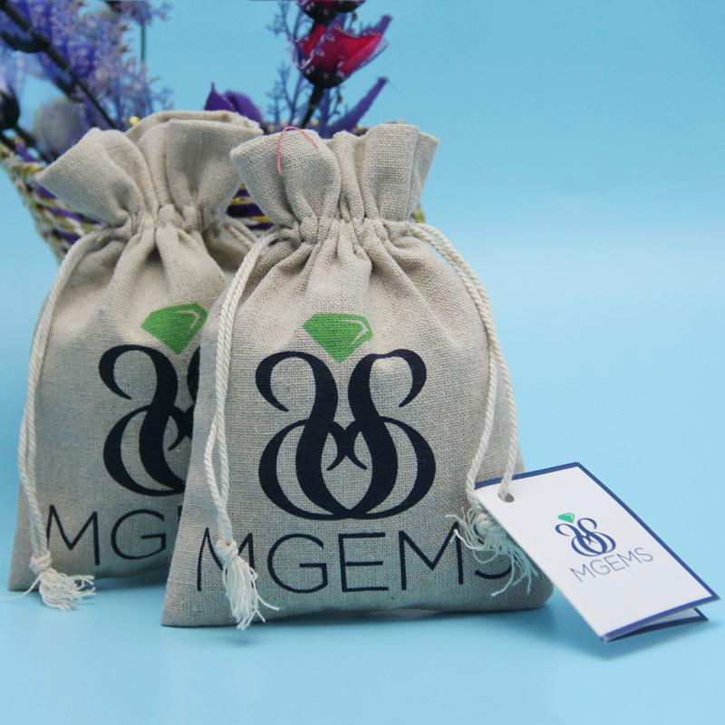 Customized Logo Printed Drawstring Jute Bag 5