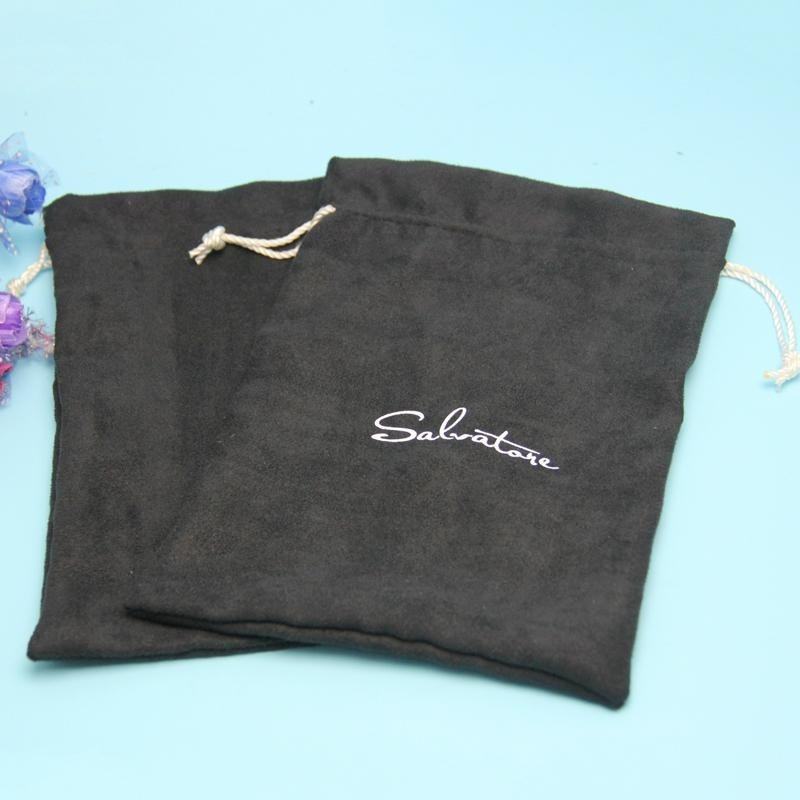 plain black suede jewelry bags with custom logo printing