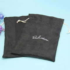 plain black suede jewelry bags with custom logo printing