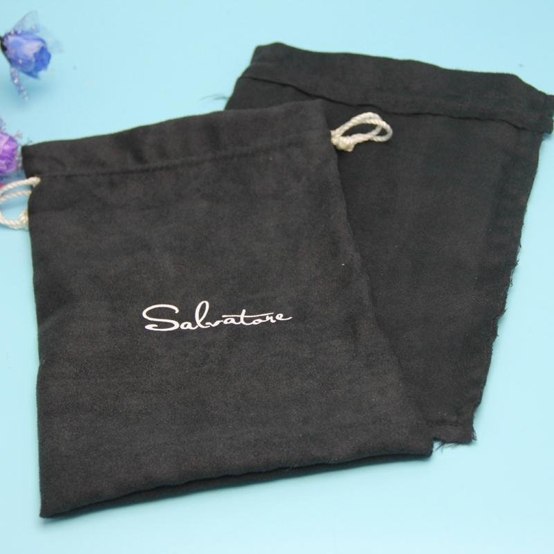 plain black suede jewelry bags with custom logo printing 3