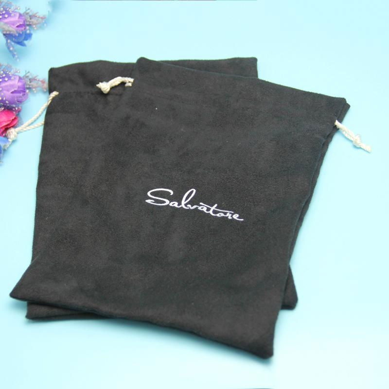 plain black suede jewelry bags with custom logo printing 4