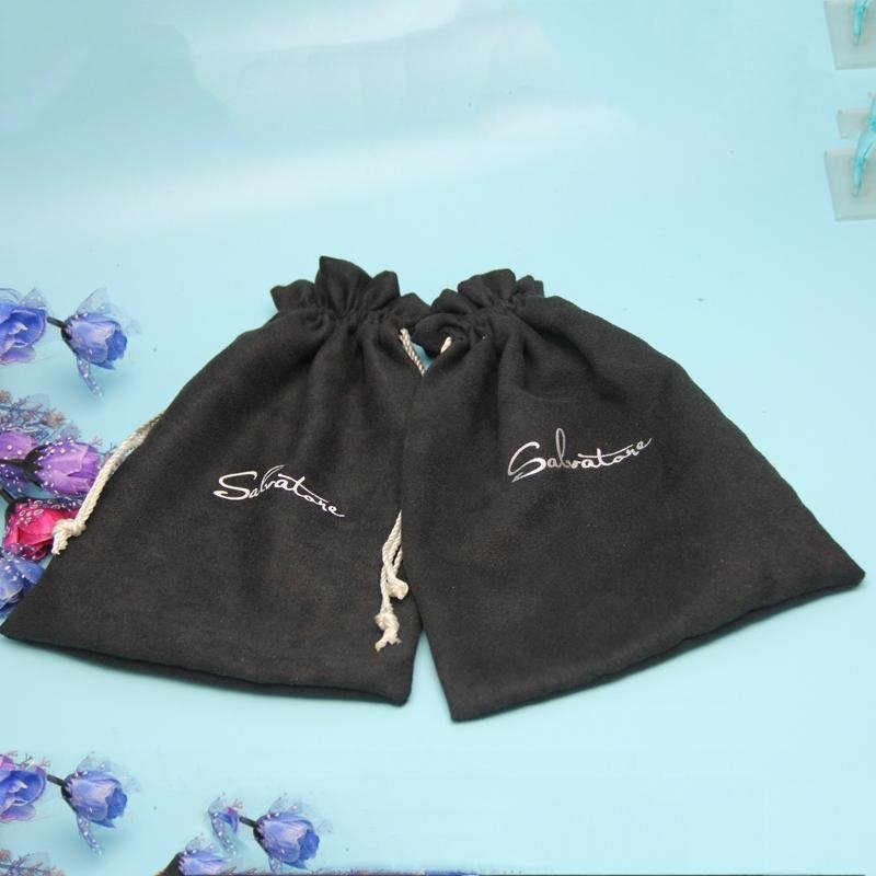 plain black suede jewelry bags with custom logo printing 5