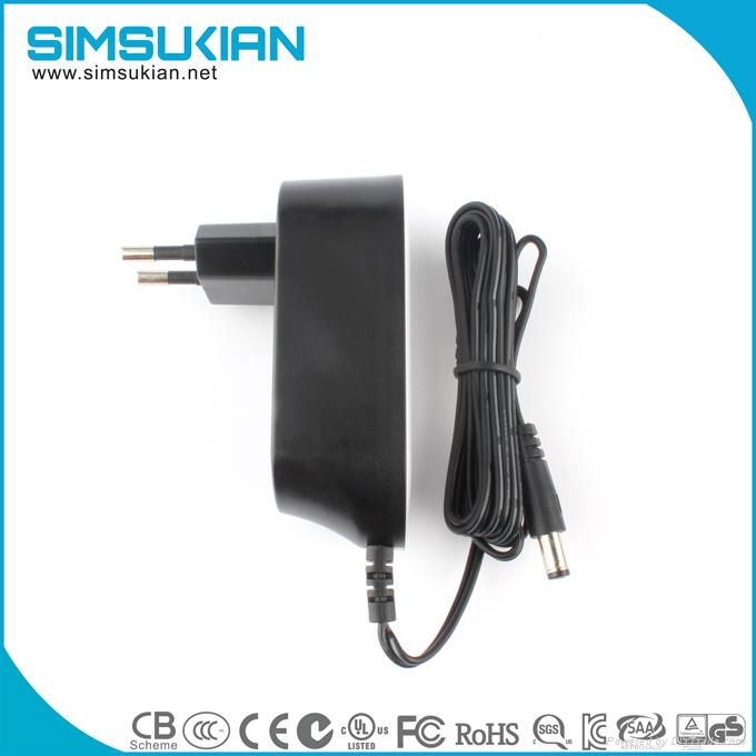 12W/12V/1A Power Adapter, Europe plugs CE/UL/SAA/GS/CB/PSE/KC Certified 3