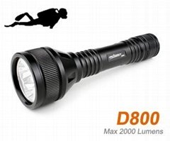 2000lumens high output  portable dive light 