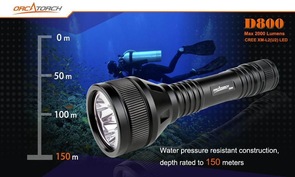 2000lumens high output  portable dive light  5