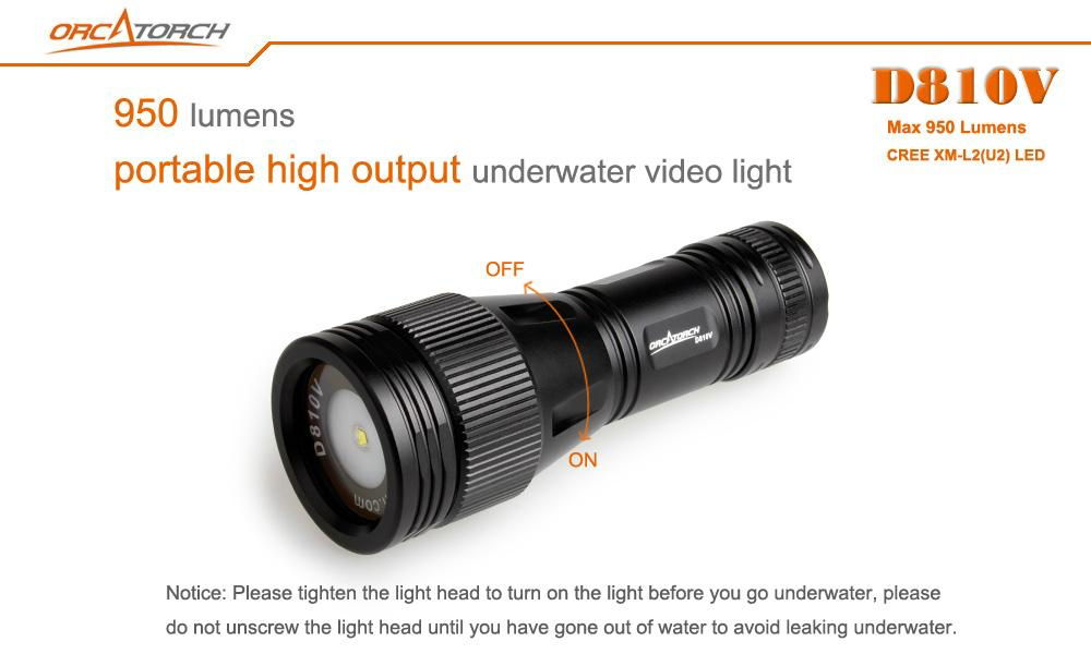 950lumens portable high output underwater dive light 2