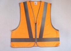 Orange hi vis clothing Reflective safety vest with zipper front + 5 point break 