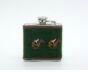 Needlepoint flask with genuine cow hide leather  1