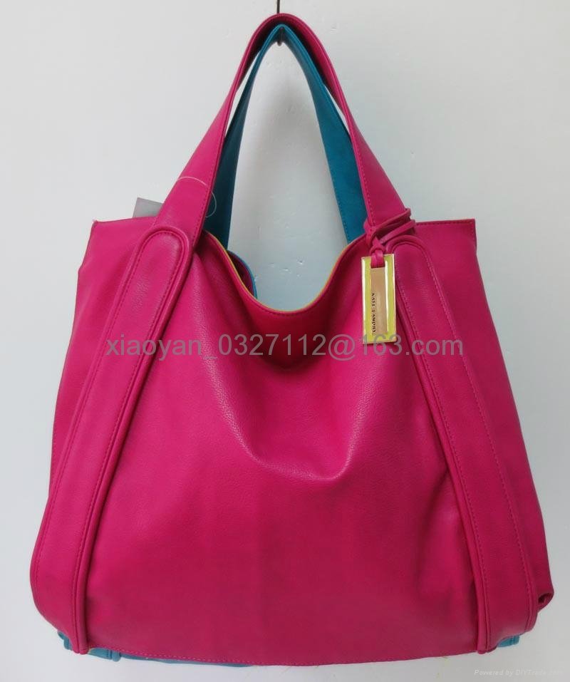Hot pink Lady handbag Leather bag OL bag leisure handbag