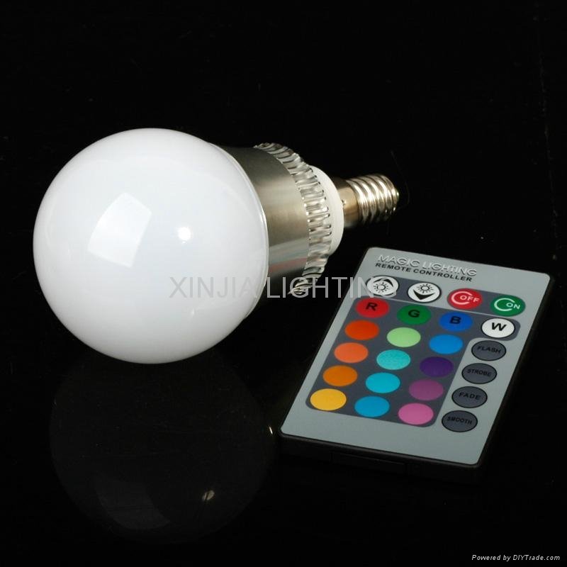 5W RGB LED Bulbs 85-265V Remote Control with E14/E27 Base 4