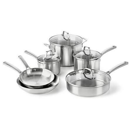 Calphalon Classic Stainless Steel Cookware Set, 10-Piece Impact-bonded aluminum 