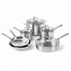 Calphalon Classic Stainless Steel Cookware Set, 10-Piece Impact-bonded aluminum