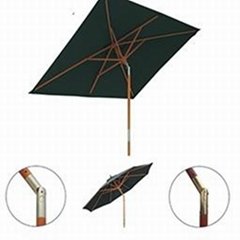 High quality tilt patio umbrella Wood garden umbrella with screen print