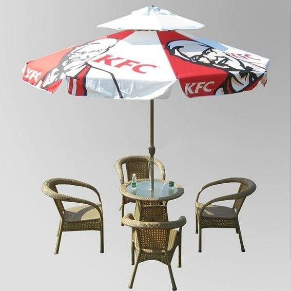 double layers printed Parasol umbrella and patio umbrella with crank handle