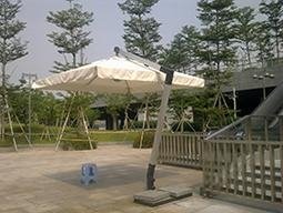 3M*3M Outdoor Wooden Hanging Patio Umbrella with Cross Base 5