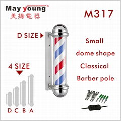 Rotating Cylinder Chromed Plated with round cap barber shop pole sign