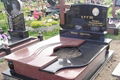 Black and Red Granite Tombstone with Cross 1