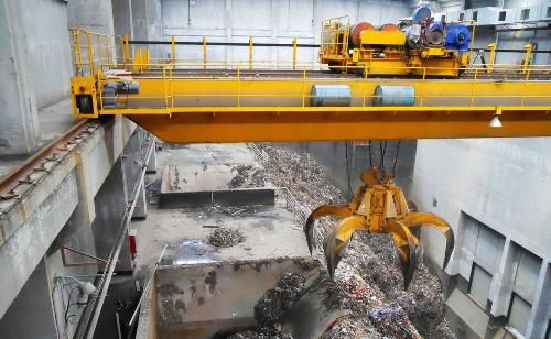 Garbage Power Station Grab Bucket Overhead Crane 4