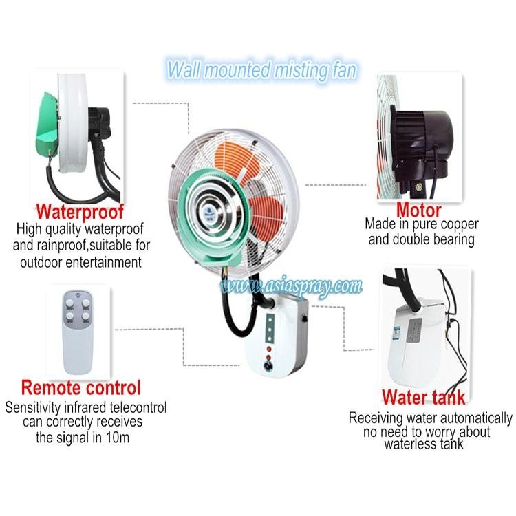 Deeri Wall mounted misting industrial fan with rainproof and remote type500  2