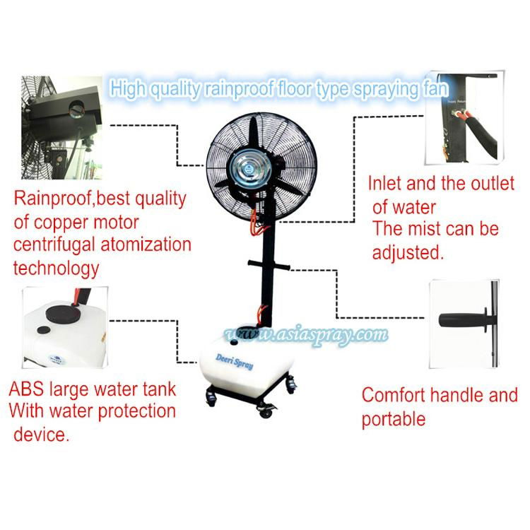 Deeri Factory supply High quality rainproof floor type spraying fan 2