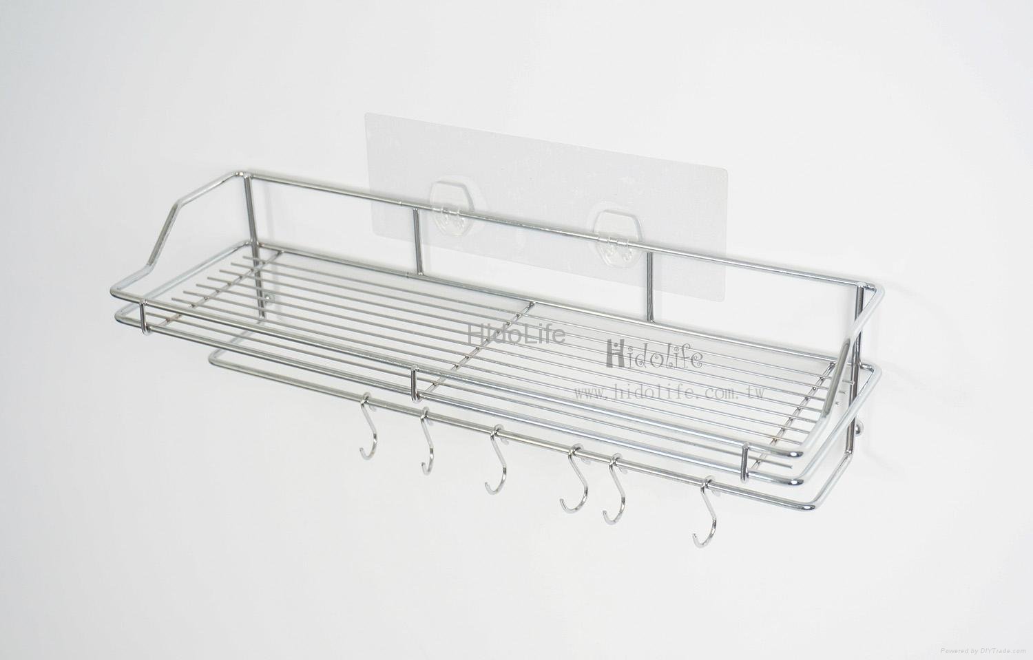 Stainless Kitchen Accessories Shelf With 6 Hooks 2
