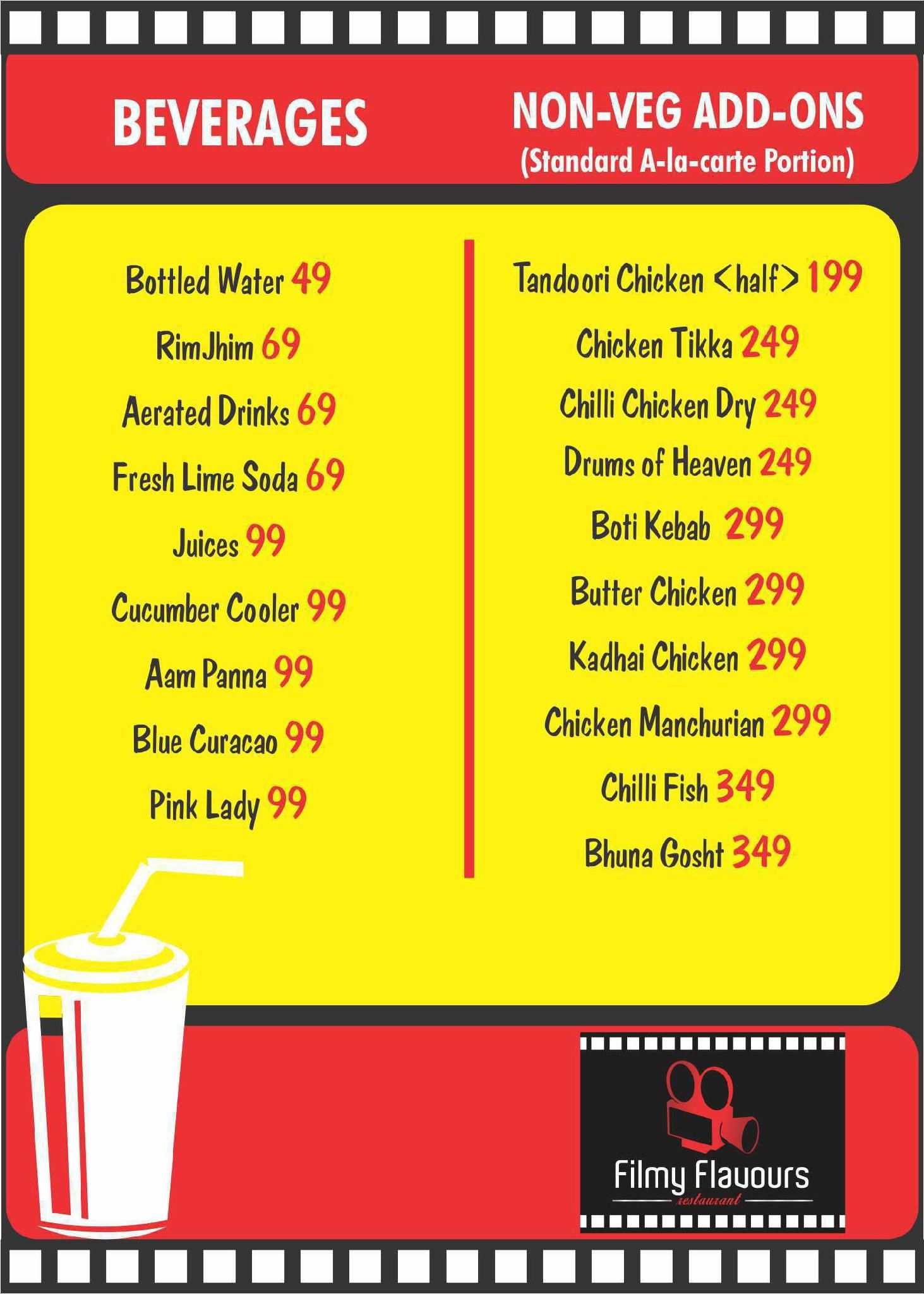 Menu of Filmy Flavours