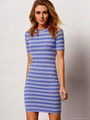 short sleeve stripe bodycon dresses for