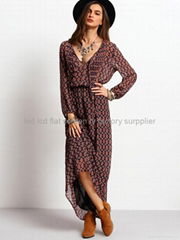 womens dresses wholesale clothing retro swing long sleeve maxi dress for women