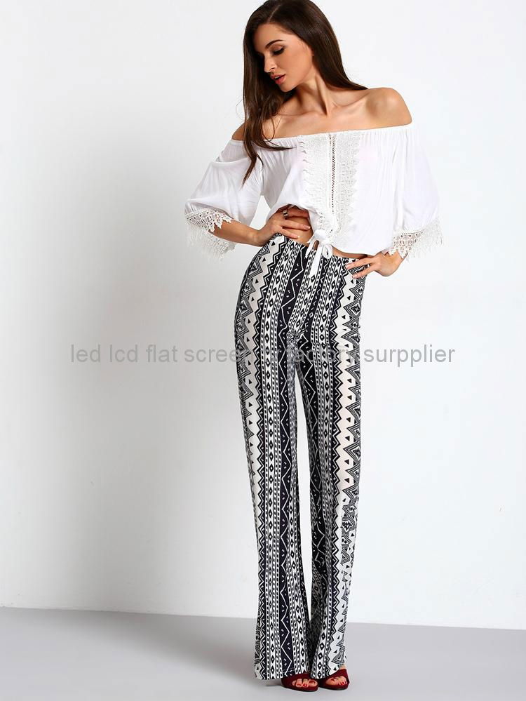fashion clothing vintage flowy thin maxi long straight woman trousers 2016 2