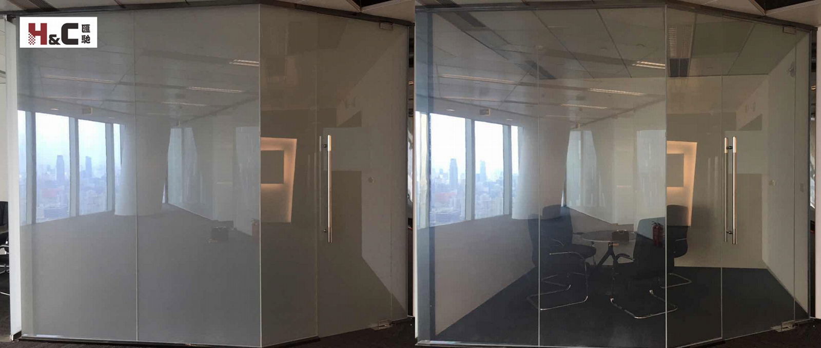 Self-adhesive PDLC film for office partition 3