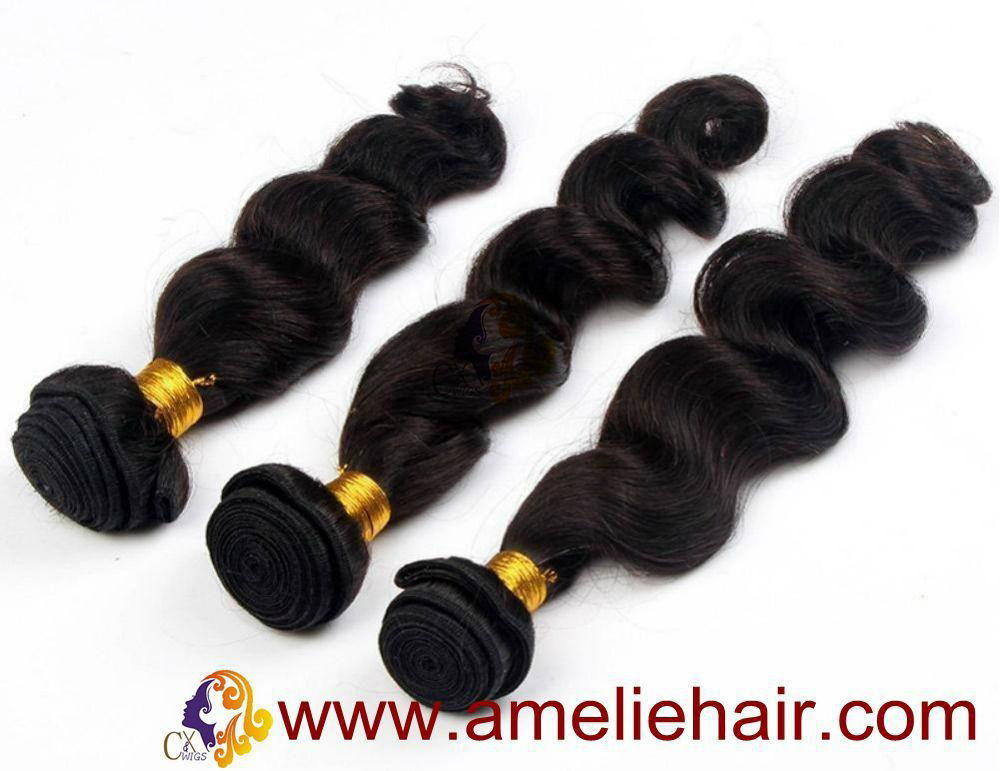 100% human hair natural color straight human hair extensions 4