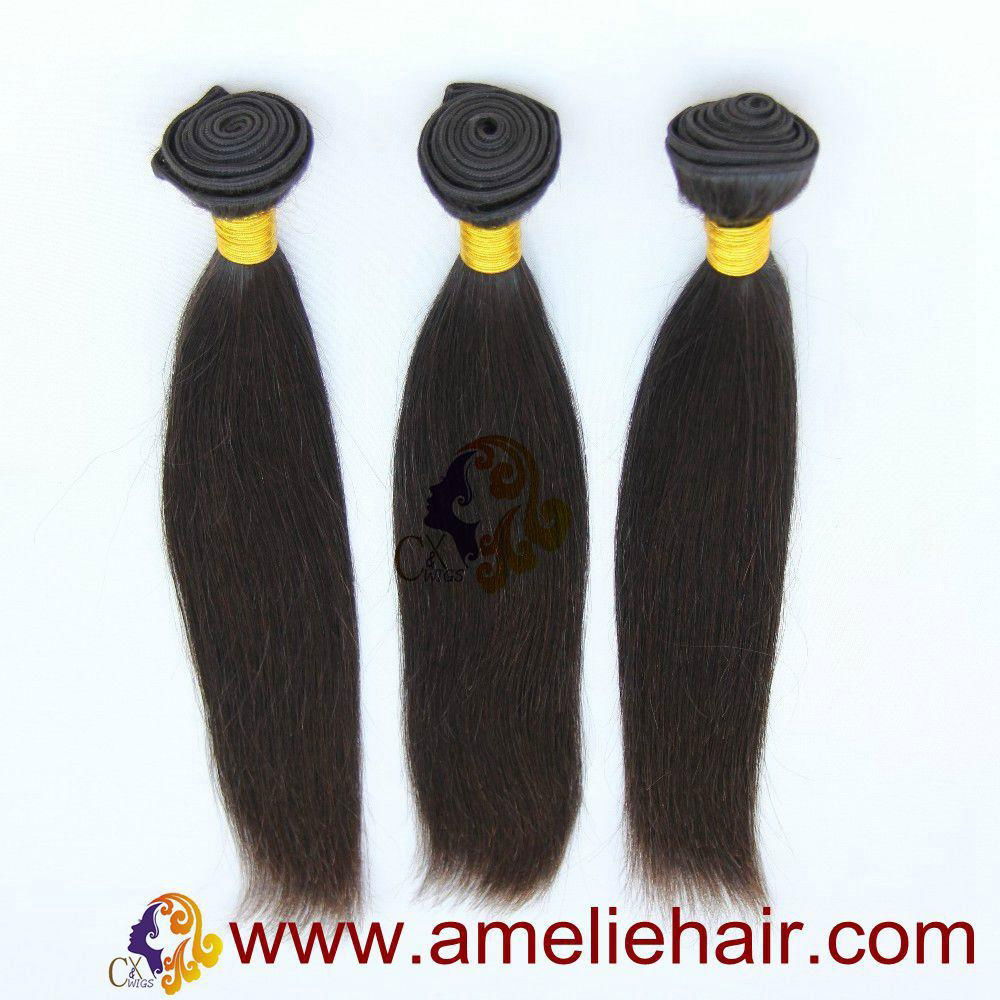 100% human hair natural color straight human hair extensions 5