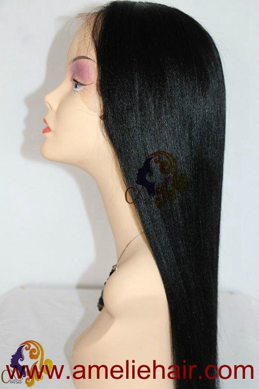 100% human hair straight natural color lace front wigs 2