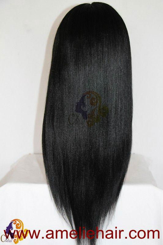 100% human hair straight natural color lace front wigs 5