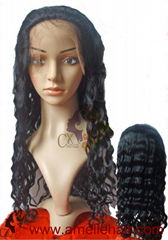 100% human hair straight natural color full lace wigs