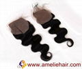 100% human hair pieces lace closures natural color 2