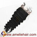 100% human hair pieces lace closures natural color 3